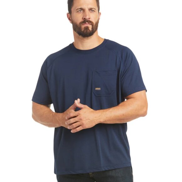 ARIAT Men's Rebar Heat Fighter T-Shirt, Navy, Size LARGE - Picture 1 of 8